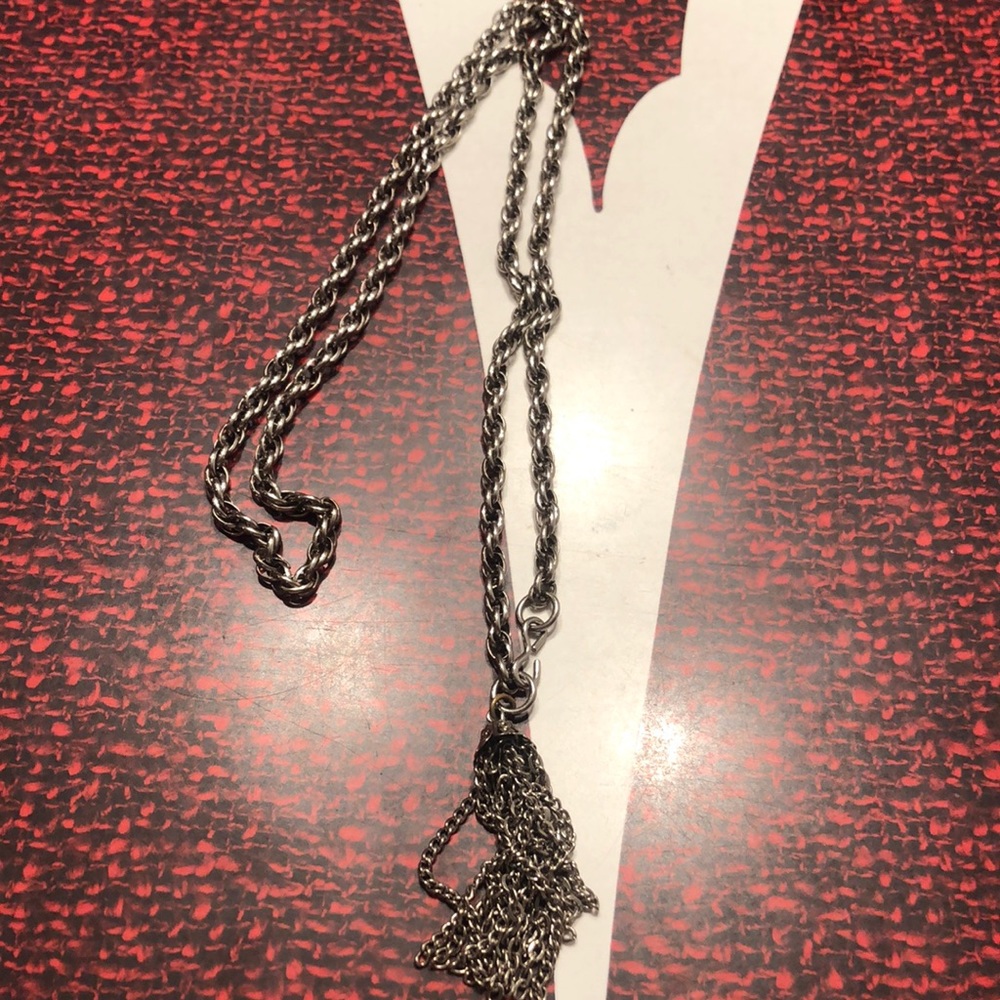 70’s does 20’s flapper tassel necklace belt Silver Links